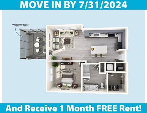 a screenshot of a floor plan with the words move in by and receive 1 month